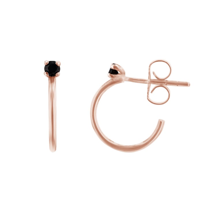 Zlaté kruhové náušnice s čiernymi diamantmi Nikita 93887