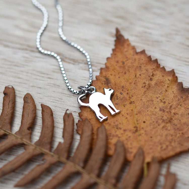 Strieborný prívesok v tvary macky Hallowy 49281