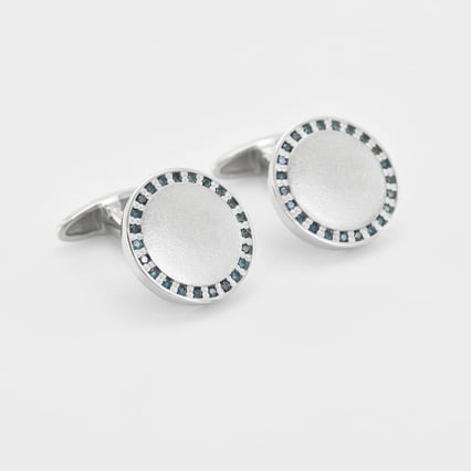 Strieborné manžetové gombíky s modrými diamantmi Tanzy