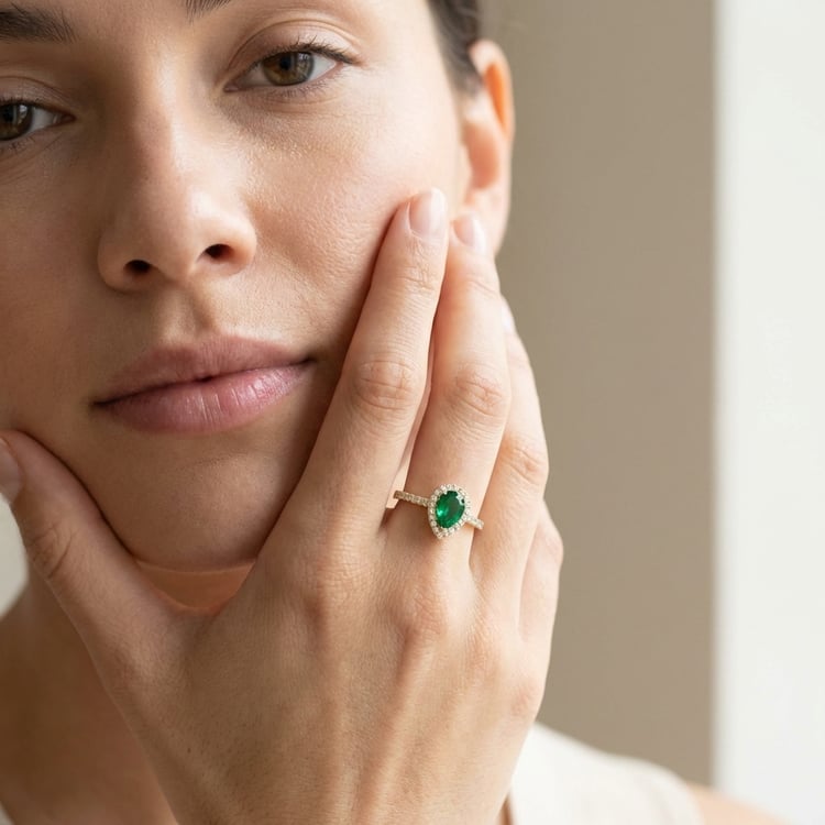 Rozvodový halo prsteň s pear lab-grown smaragdom a diamantmi Peter 166258