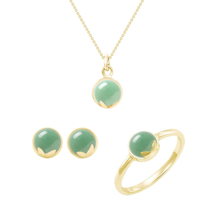 Zlatá kolekcia šperkov s cabochon avanturínmi Arrigo