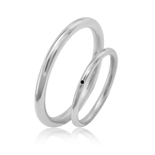 Zlaté minimalistické snubné prstene s čiernym diamantom Alays