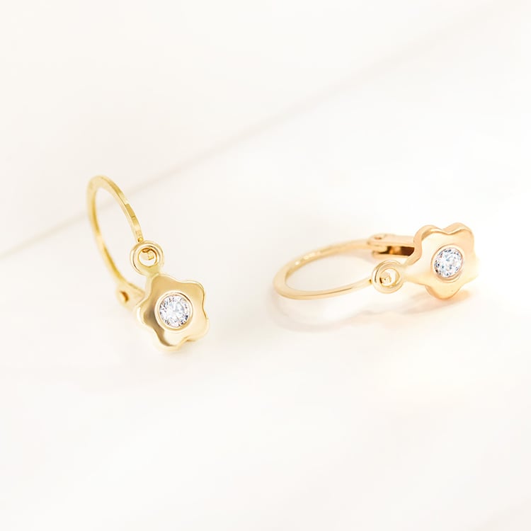 Zlaté detské náušnice s kvetinkou Lily 164343