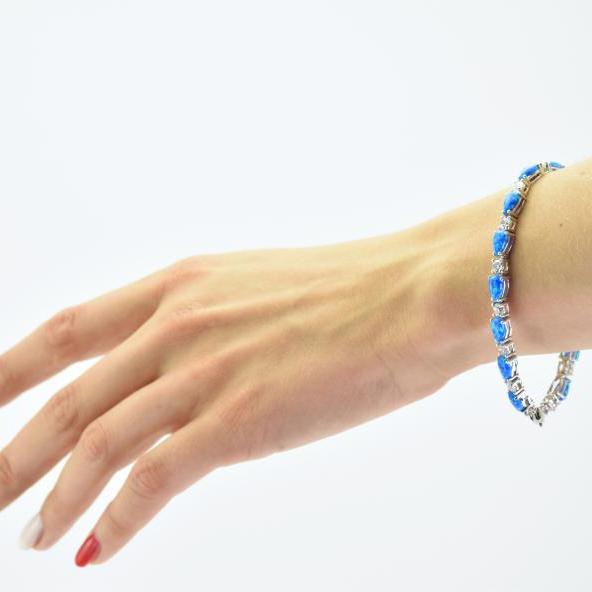 Strieborný náramok s modro-zelenými opálmi 14595