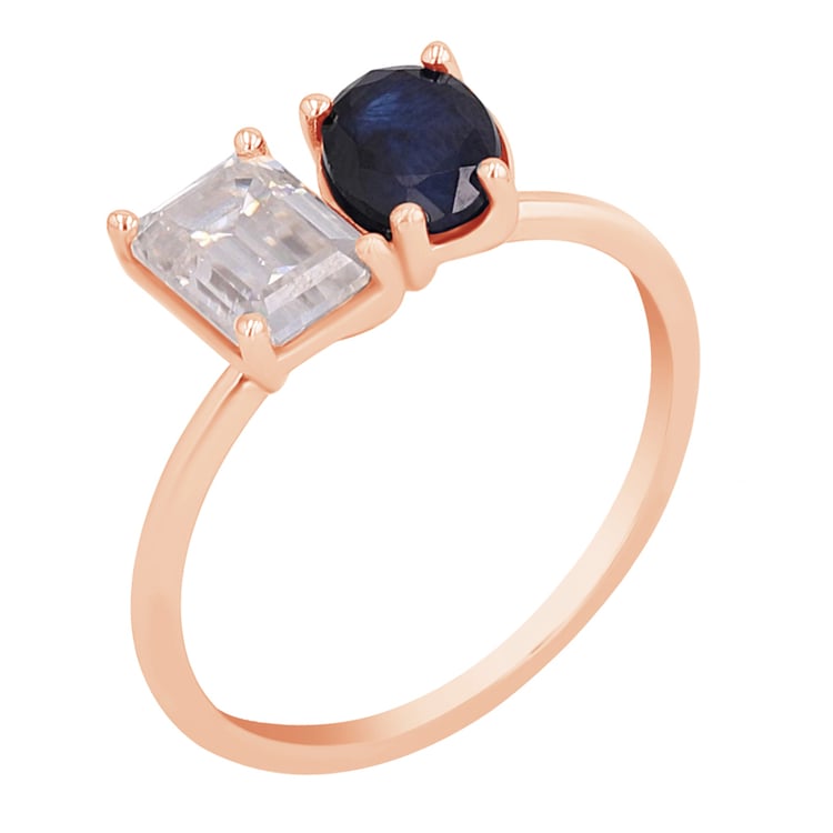 Zásnubný prsteň Toi et Moi so zafírom a moissanitom Taylor 110312