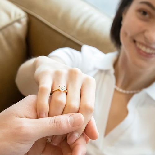 Zásnubný prsteň s moissanitom a postrannými diamantmi Alani