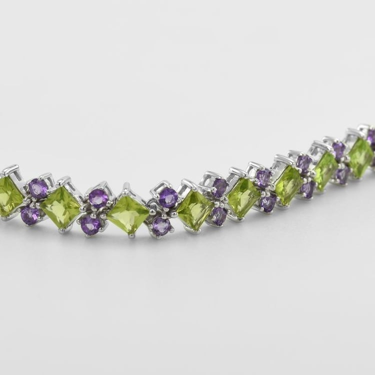 Strieborný náramok s ametystmi 49968