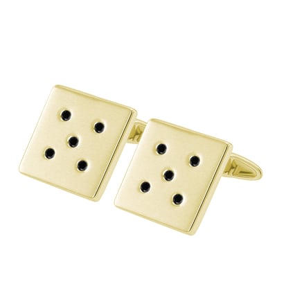 Zlaté štvorcové manžetové gombíky s čiernymi diamantmi Abrami