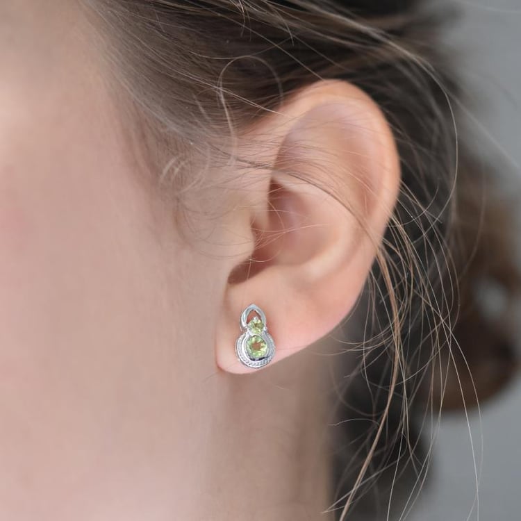 Strieborné náušnice s olivínmi Marey 15901