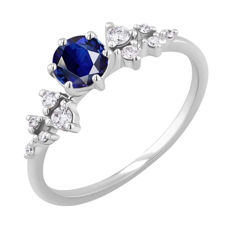 Zásnubný prsteň so zafírom a diamantmi Olha