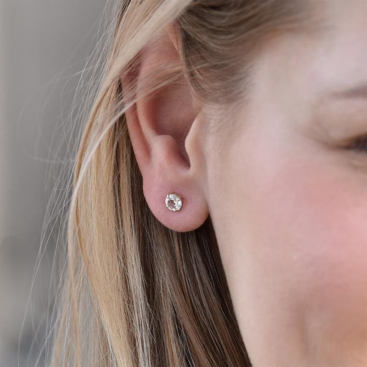 Zlaté náušnice s bielymi topásmi 55509