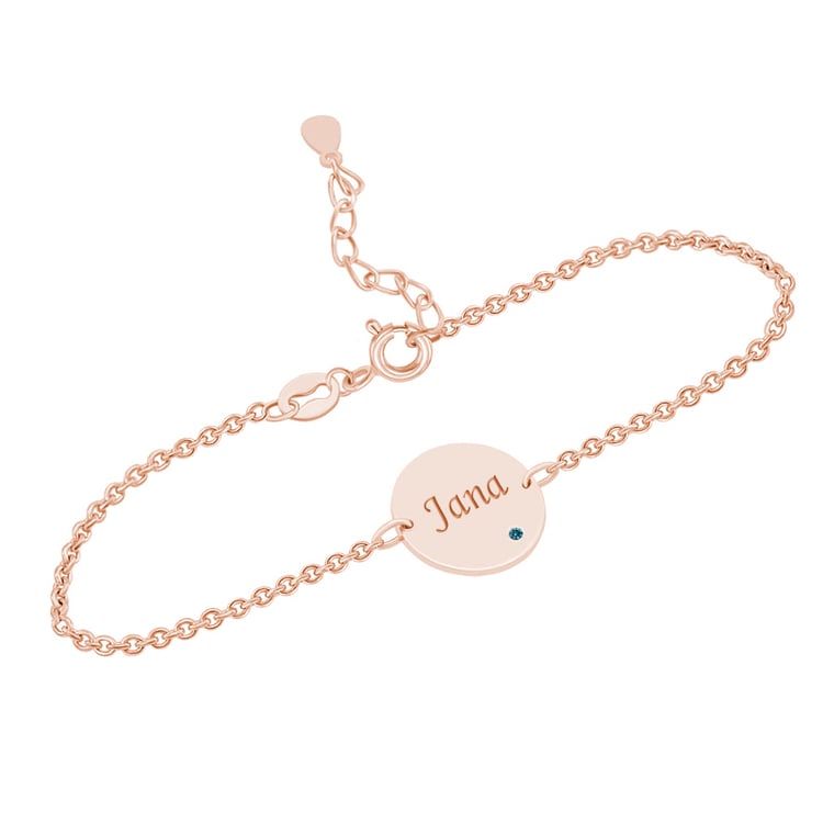 Strieborný náramok s modrým diamantom a gravírom vašej voľby Okira 142210