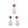 Strieborná kolekcia perlových šperkov s lab-grown rubínmi Jasna