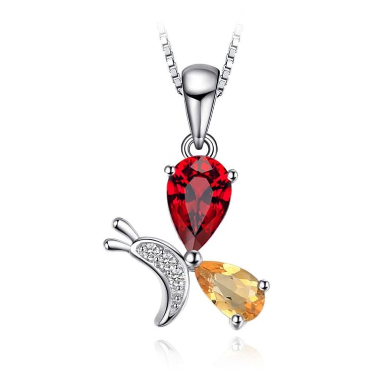 Strieborný náhrdelník s granátom, citrínom a zirkónmi Apeny
