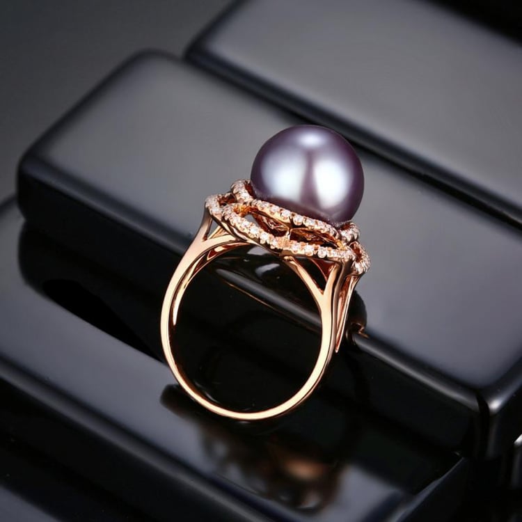 Perlový prsteň z ružového zlata 13170