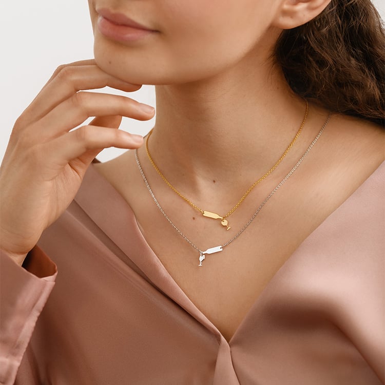 Náhrdelník s fľašou a pohárom vína Uva 153289