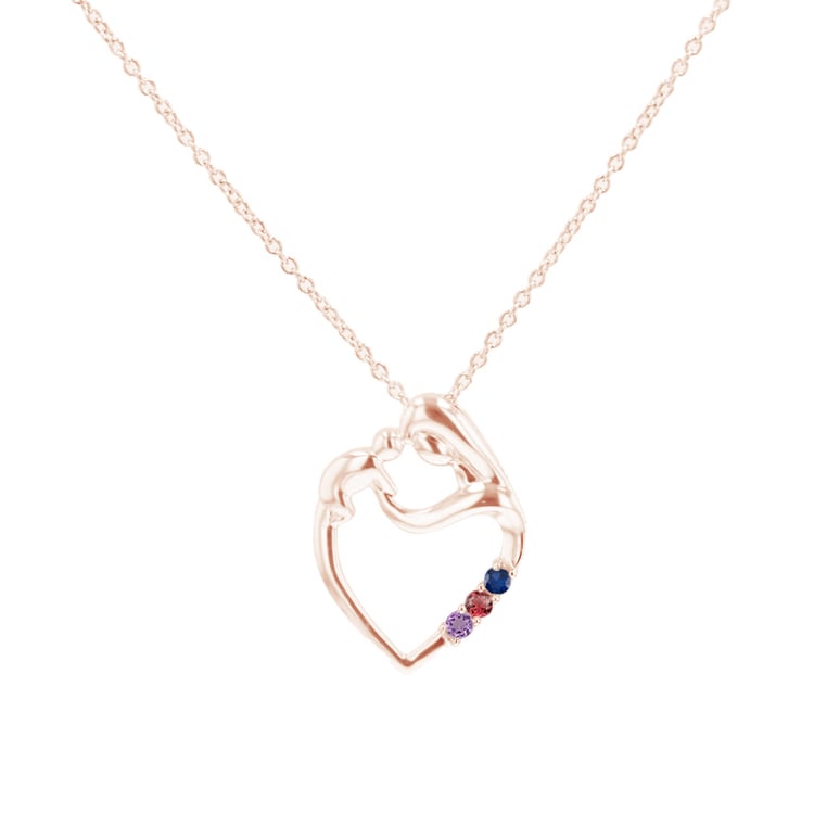 Strieborný prívesok matka a dieťa s drahokamami podľa vášho výberu Remy 119992