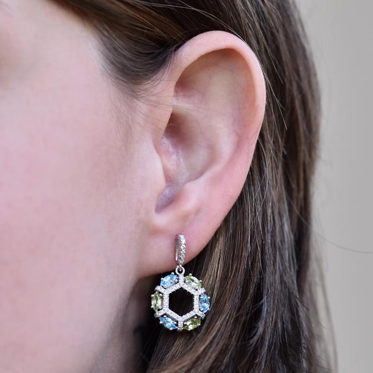 Strieborné náušnice s topásmi a olivínmi 27128