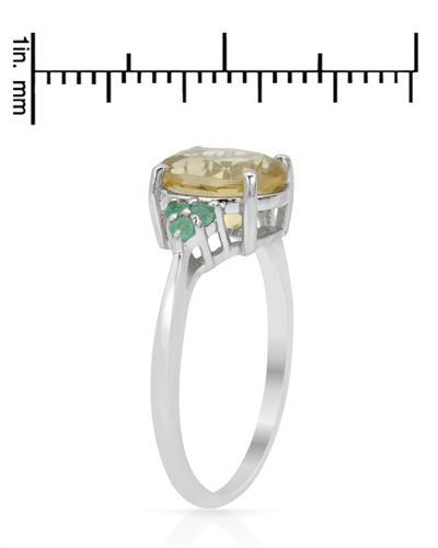 Strieborný prsteň s citrínom a smaragdami 1398