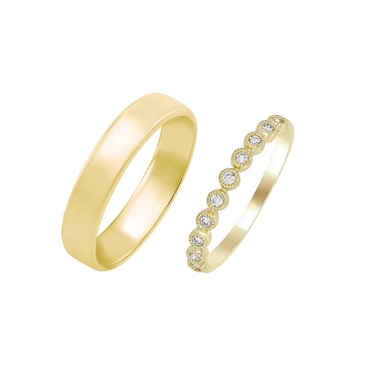 Vintage obrúčka s lab-grown diamantmi a komfortný prsteň Edan