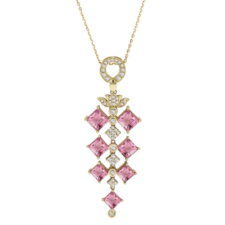 Zlatý náhrdelník plný turmalínov 17816