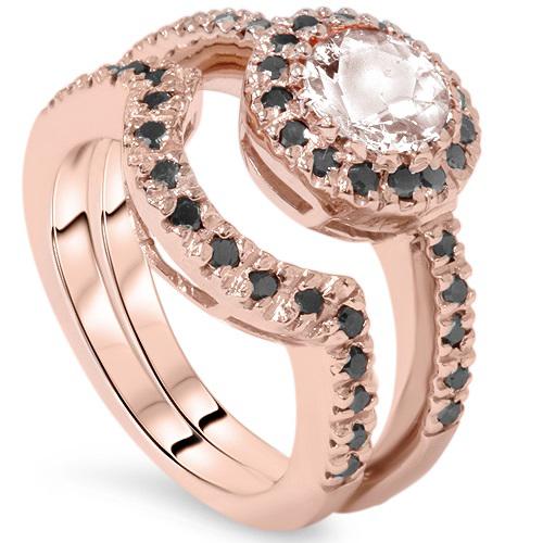  sada prsteňov s morganitom a diamantmi 4399