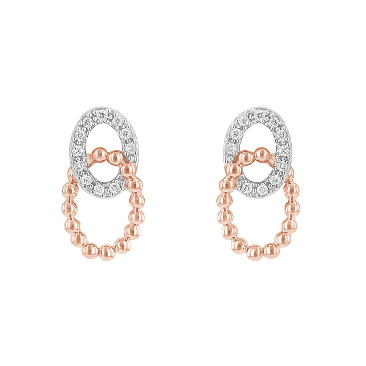 Preplétané náušnice s diamantmi z kombinovaného zlata 85031