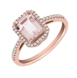 Zlatý zásnubný prsteň s morganitom a diamantmi Velda