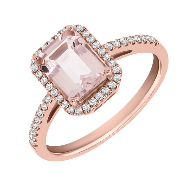 Zlatý zásnubný prsteň s morganitom 30565