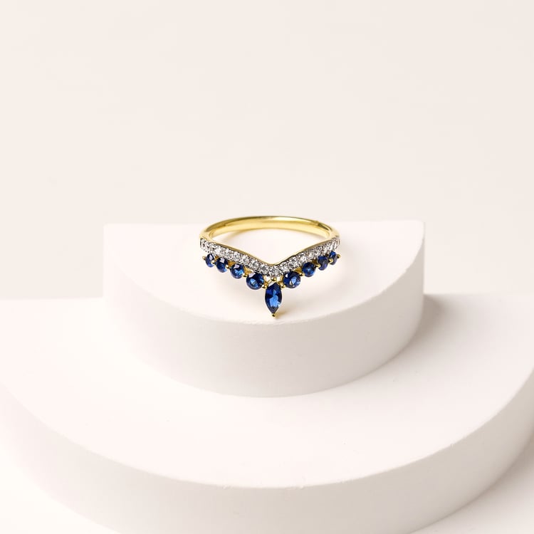 Luxusný zlatý prsteň so zafírmi a prírodnými diamantmi Richa 165525