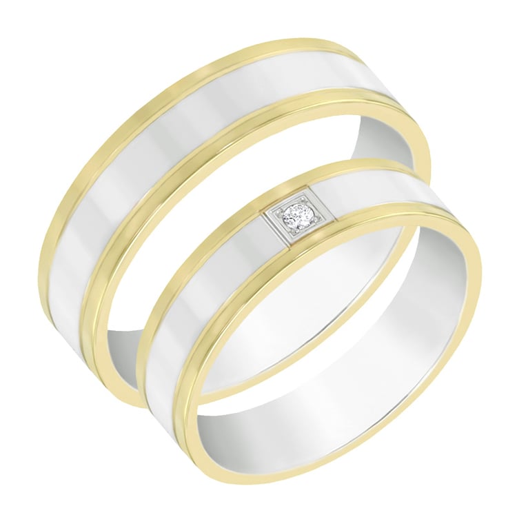 Ploché dvojfarebné obrúčky s diamantom Gard