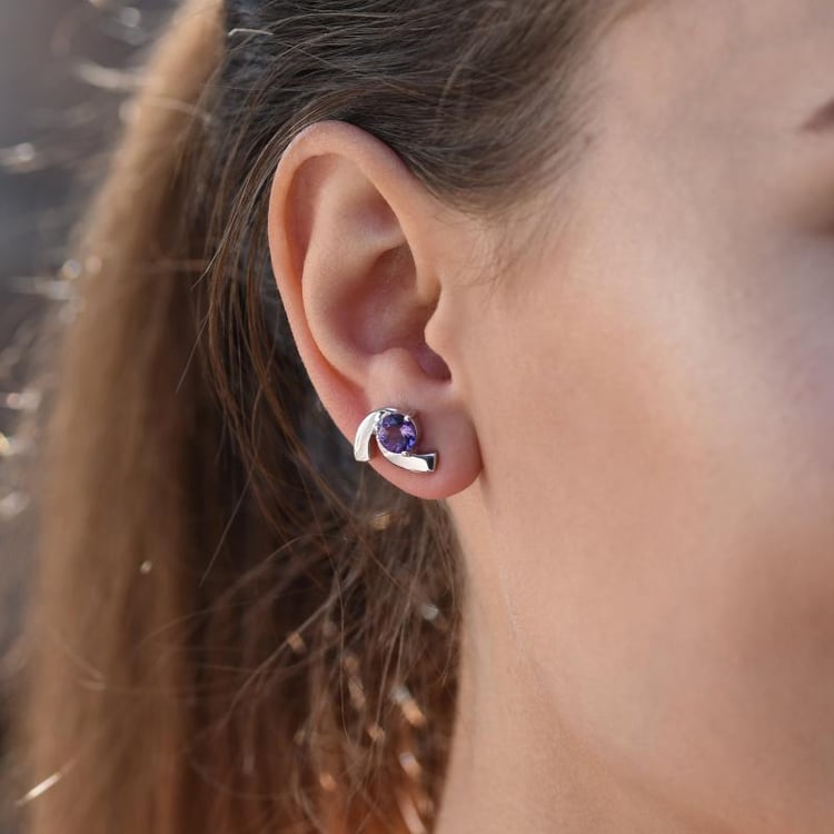 Ametystové strieborné náušnice 46998