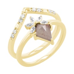 Set prsteňov so salt and pepper diamantom, lab-grown diamantmi a moissanitmi Madii