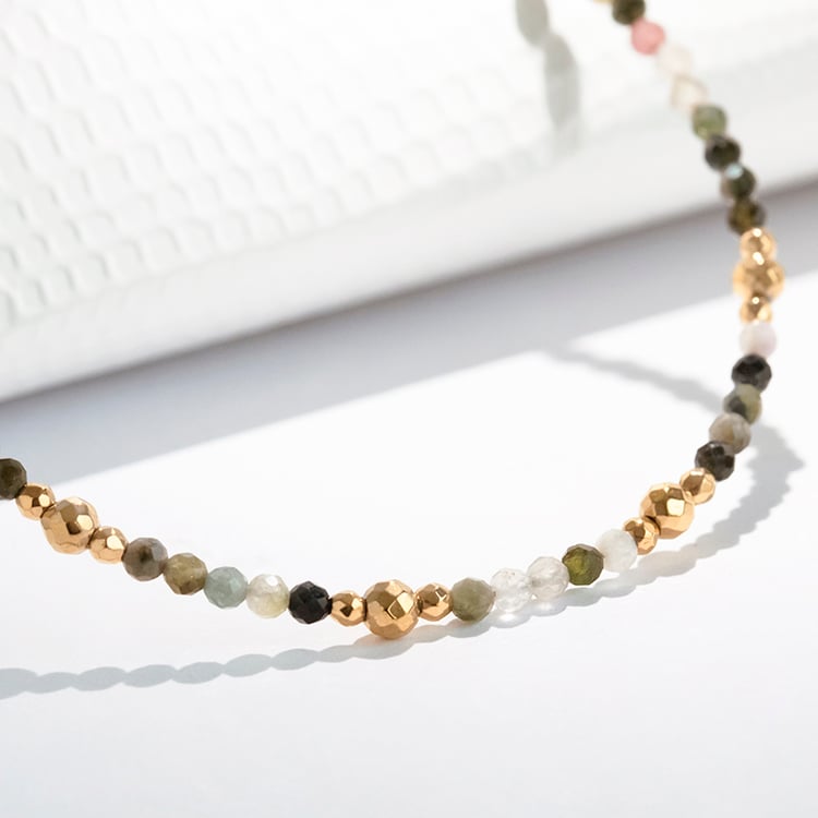 Strieborný pozlátený náramok s turmalínovými korálkami Raimi 115679