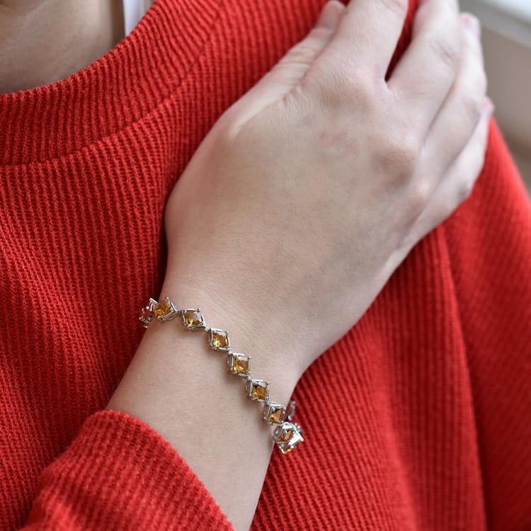 Princess citríny v elegantnom striebornom náramku 27119