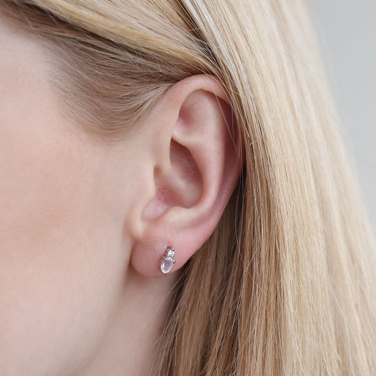 Cluster náušnice s mesačnými kamenmi a diamantmi 90406