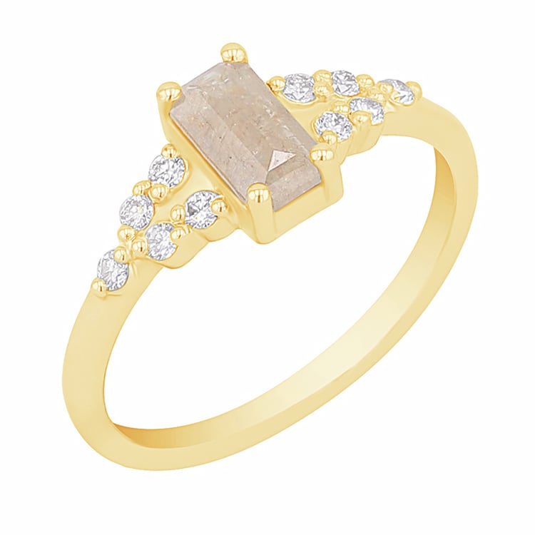 Prsteň s emerald salt and pepper diamantom a diamantmi Leticia