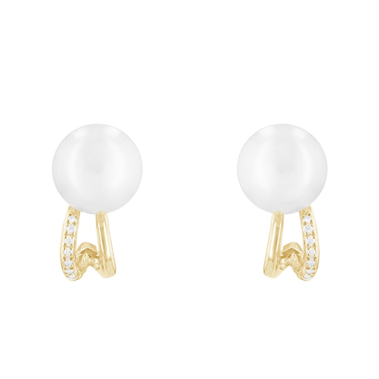 Atypické perlové náušnice s diamantmi