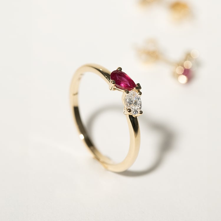 Prsteň Toi et Moi s rubínom a lab-grown diamantom Ife 134770