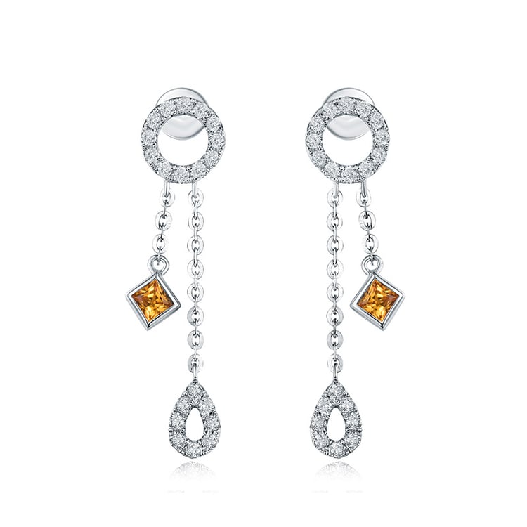 Zlaté náušnice zo žltými zafírmi a diamantmi Hanie