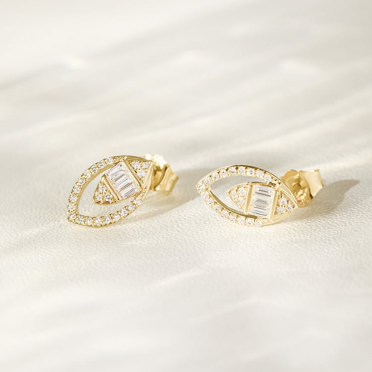 Zlaté náušnice mandľového tvaru s diamantmi Birgit 161579