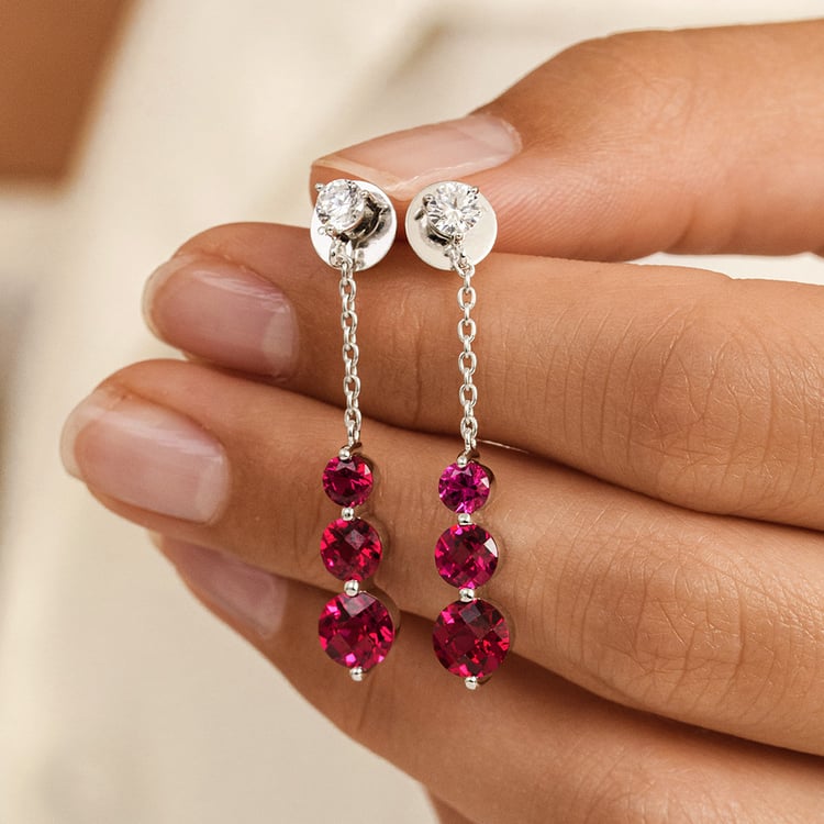Strieborné náušnice s rubíny Vasia 162685