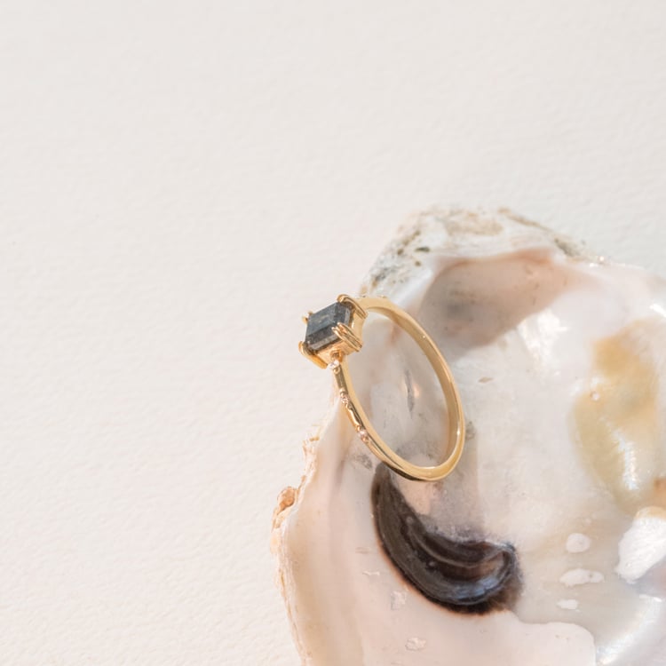 Zlatý prsteň so salt and pepper diamantom Jimi 100980