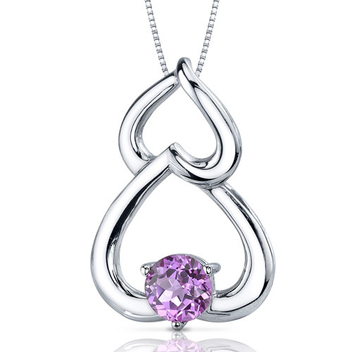 Strieborný náhrdelník lásky s ružovým zafírom Britoma