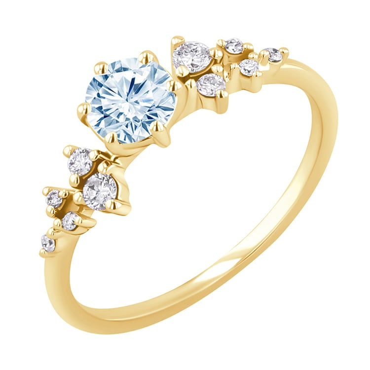 Zásnubný prsteň s akvamarínom a diamantmi Olha