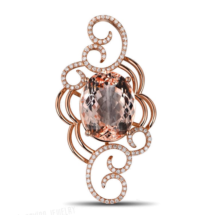 Zlatý víntage náhrdelník s morganitom a diamantmi