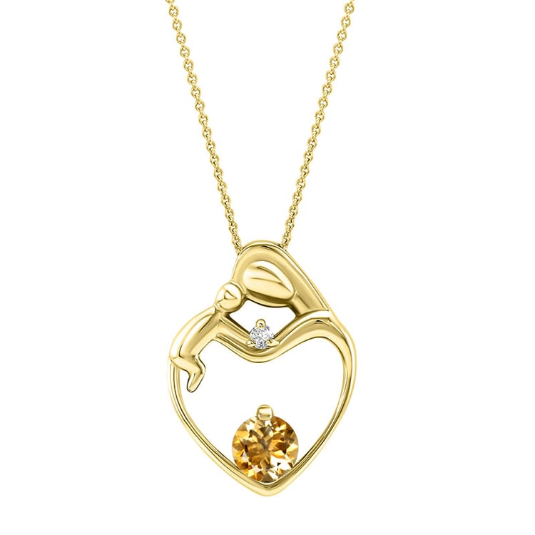 Strieborný prívesok matka a dieťa s citrínom a diamantom Ella 108829