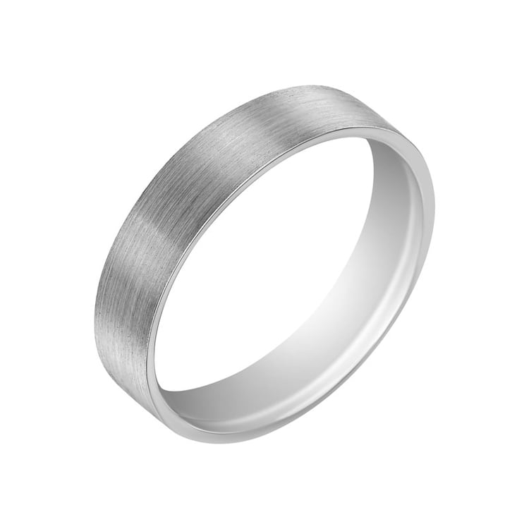 Ploché svadobné obrúčky s matným povrchom z bieleho zlata 32183