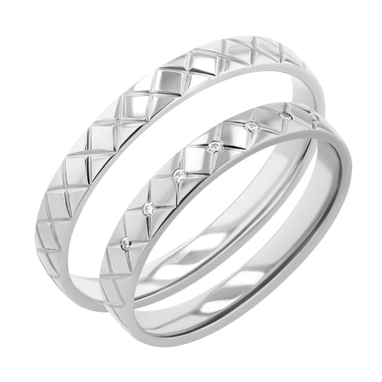 Atypické zlaté svadobné obrúčky s diamantmi Lanize 117357