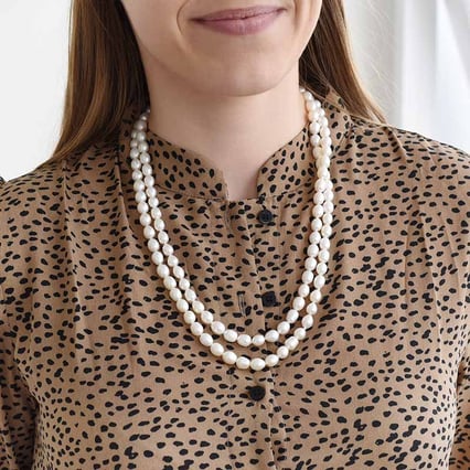  Dlhý perlový náhrdelník zo striebra Bouvier